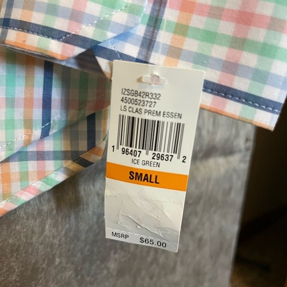 IZOD Men's Small Pastel Collard Button Down Shirt Long Sleeve Easter Spring NEW - Picture 5 of 5